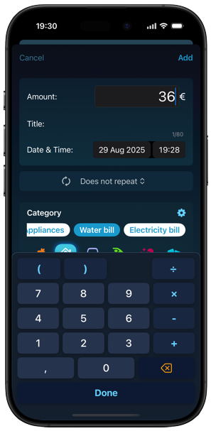Updated expense entry with optional titles